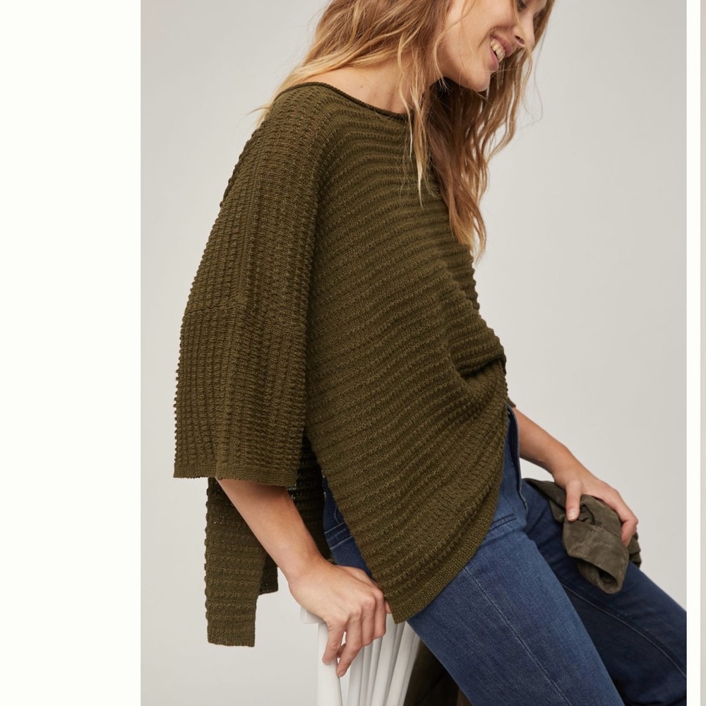 Anthropologie Olive Green Sweater Poncho